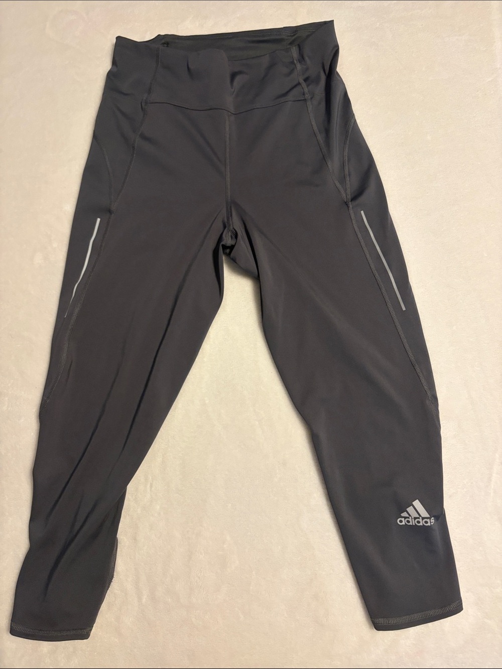 Ladies adidas gray Performance Leggings with Reflective Accents